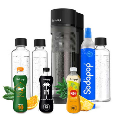 Sodapop Машина за сода LOGAN + 3 стъклени бутилки (2x850мл и 1x 600мл) +3 броя сироп
